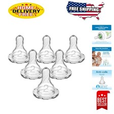 Dr. Brown s 100 Silicone Level 2 Nipple for Babies 3m - Anti-Colic 6pk