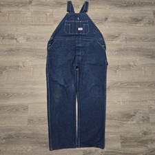 Vintage Round House Denim Overalls Men 46x32 USA Workwear Bib Dungaree Carpenter