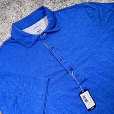 Johnnie-O Polo Shirt Mens Linxter Stretch Pipeline Blue 4 Button Large NEW