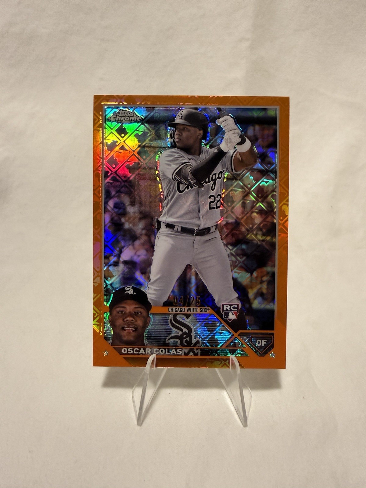 2023 Topps Chrome Logofractor Oscar Colas Rookie Orange Logo /25 White Sox #145