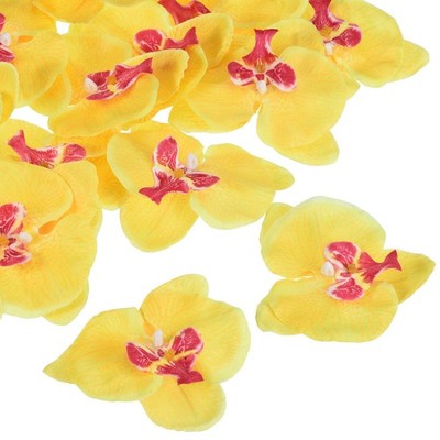 3,9'' 20er Pack Seide Phalaenopsis gefälschter Schmetterling Orchidee Hochzeitsköpfe gelb