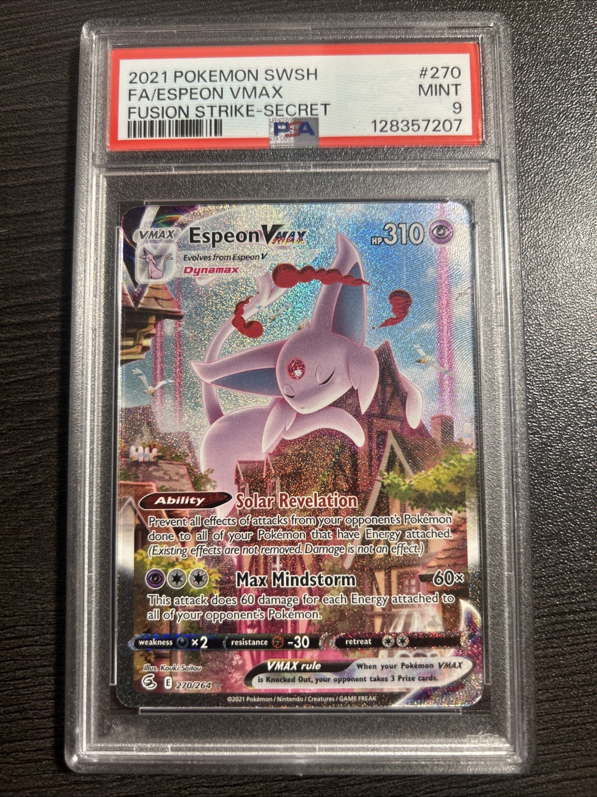 Espeon VMAX (Alternate Art Secret) 270/264 Swsh08: Fusion Strike Holo PSA 9
