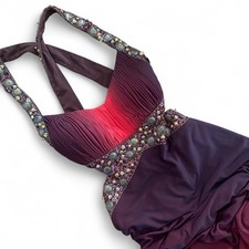 Y2K Ombré Beaded Sequin Open Back Prom Dress 2 Whimsigoth Fairy Grunge Maxi Gown