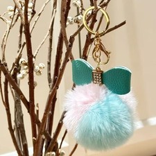 Turquoise  pink Elegant Gold and Leopard Keychain with Bow