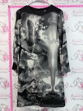 Alexander McQueen dress silk storm Monochrome thunder lightening Black Gray