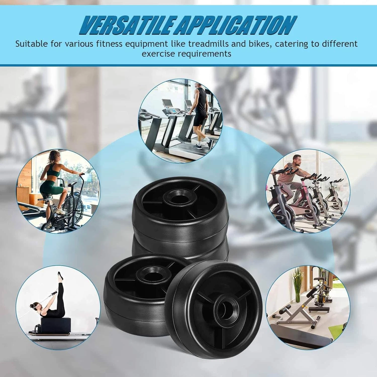 4 Pack Universal Fitness Equipment Roller Wheels Replacement for Treadmills