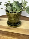 Vtg MCM Brush USA Pottery B-218-S Green Planter 5" Cottage