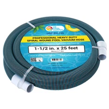 1-1/2" x 25 Foot Heavy Duty Spiral Wound Swimming Pool Vacuum Hose with Kink-Fre