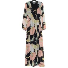 Lulus Maxi Dress Floral Boho Wedding Guest Resort Vacation Flowy Spring Black M