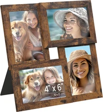 4X6 Collage Picture Frame Set 4 Family Wall Table Glass Rustic Brown URPF025X01