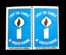 Vintage US Cinderella Stamp Epilepsy Foundation of America Light the Candle Pair