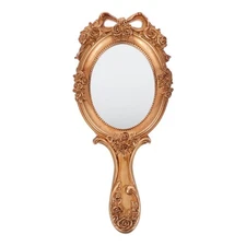 VILLCASE Small Handheld Mirror Vintage, Gold Vanity Hand Mirror with Embossed...