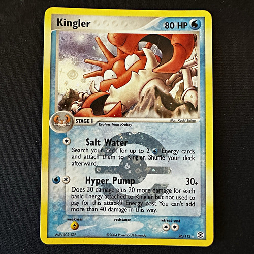 Pokemon TCG Kingler 26/112 EX FireRed & LeafGreen Reverse Holo Rare.