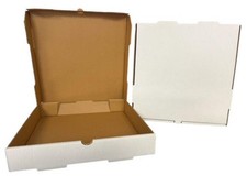 12 x 12 x 2 in White B-Flute Corrugated Pizza Boxes Kraft Interior 50/Case