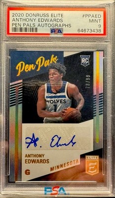 2020 PANINI DONRUSS ELITE PEN PALS AUTO #PPAED ANTHONY EDWARDS RC 78/99 PSA 9