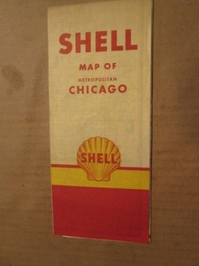 Shell Oil Company Highway Road Map of Chicago 1950