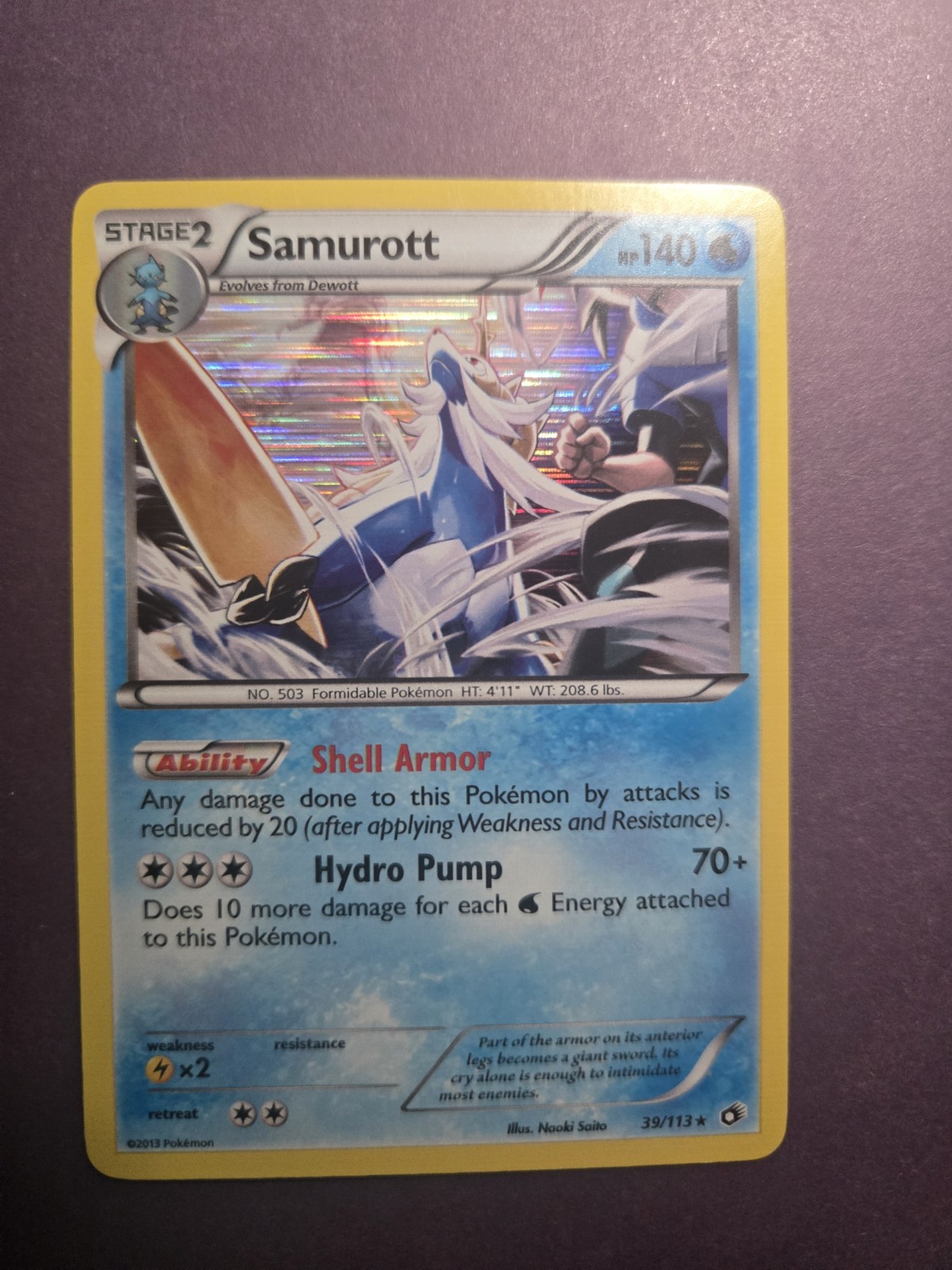 Pokémon TCG Samurott Legendary Treasures Holo Card 39/113 NM Condition