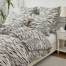 King Zebra Duvet Cover Set, 100 Cotton Bedding, Modern Black and White Animal P