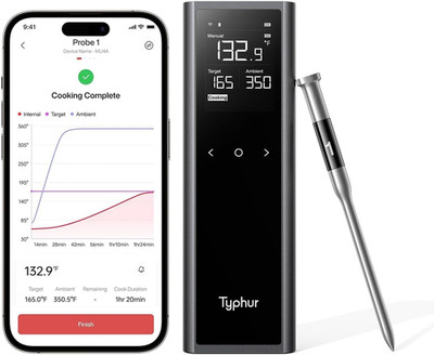 Sync One Gen 2 Smart Wireless Meat Thermometer with 6-Sensor: Standalone Base wi
