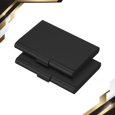 2 x Business Card Holder Aluminum Metal Card Case Professional Pocket Black