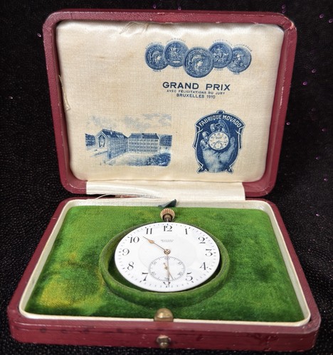 Movado Pocket Watch Movement & Box & Papers / Grand Prix 15 Jewels Swiss Runs - Picture 3 of 24