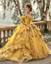 Medieval Pink Wedding Dress Ruffled Gold Ball Gown Off Shoulder Renaissance