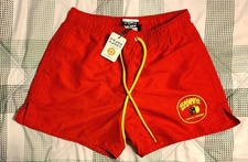 Brand New, FRANK DANDY Red Board Swim Shorts with the Baywatch Logo, MEDIUM