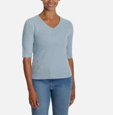 Ella Moss Women's Elbow Sleeve Sweater XL light blue NWOT