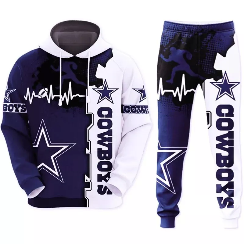 Dallas Cowboys Sweat Suit 2-Piece Set Long Sleeve Tracksuit Joggers Pants