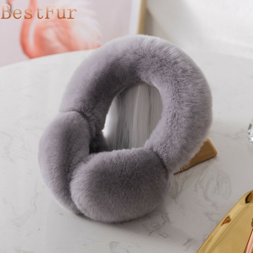 Orejeras plegables de piel de conejo real para mujer Ordello suave cálido para esquí al aire libre - Imagen 3 de 17