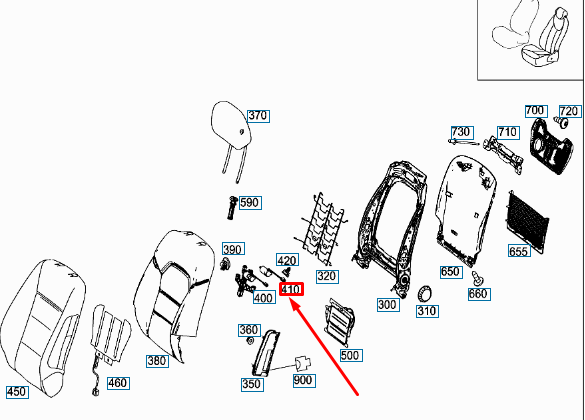 Neu MB CLA C117 Kopfstützen-Höhenverstellung vorne links, LHD A0009700626