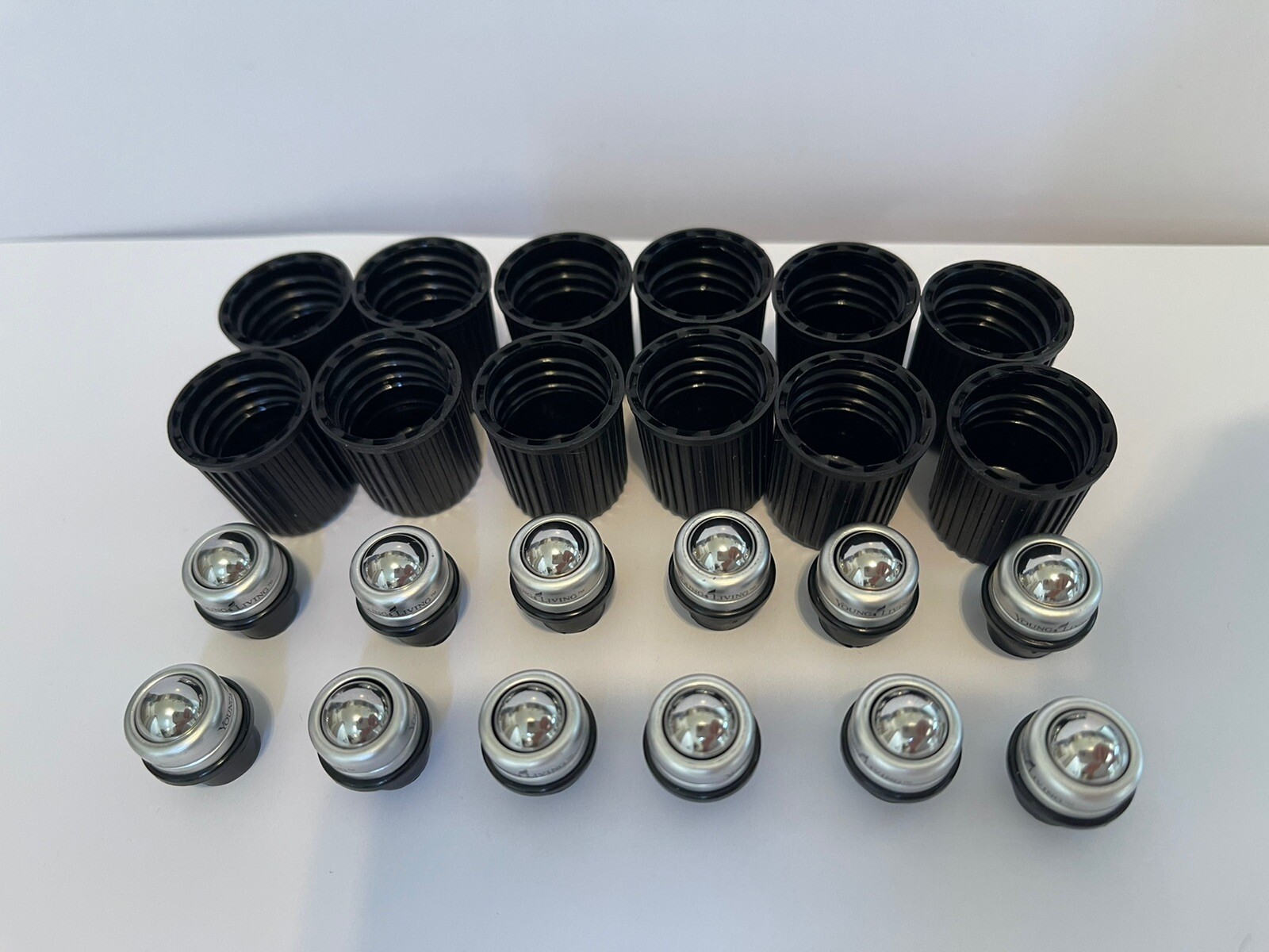 ESSENTIAL OIL AROMAGLIDE ROLLER FITMENTS WITH CAPS YOUNG LIVING NEW 12