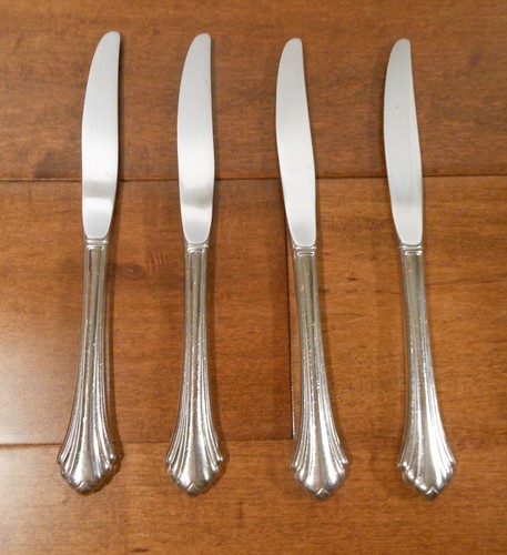 4 COUTEAUX DE DÎNER EN ACIER INOXYDABLE BRILLANT ONEIDA USA BANCROFT/FORTUNE 9" C - Photo 1/3