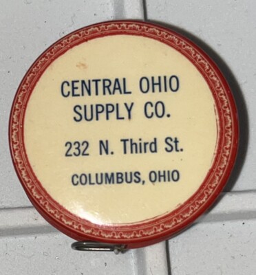 Vintage Central Ohio Supply Co. Celluloid Tape Measure Advertising Columbus Ohio