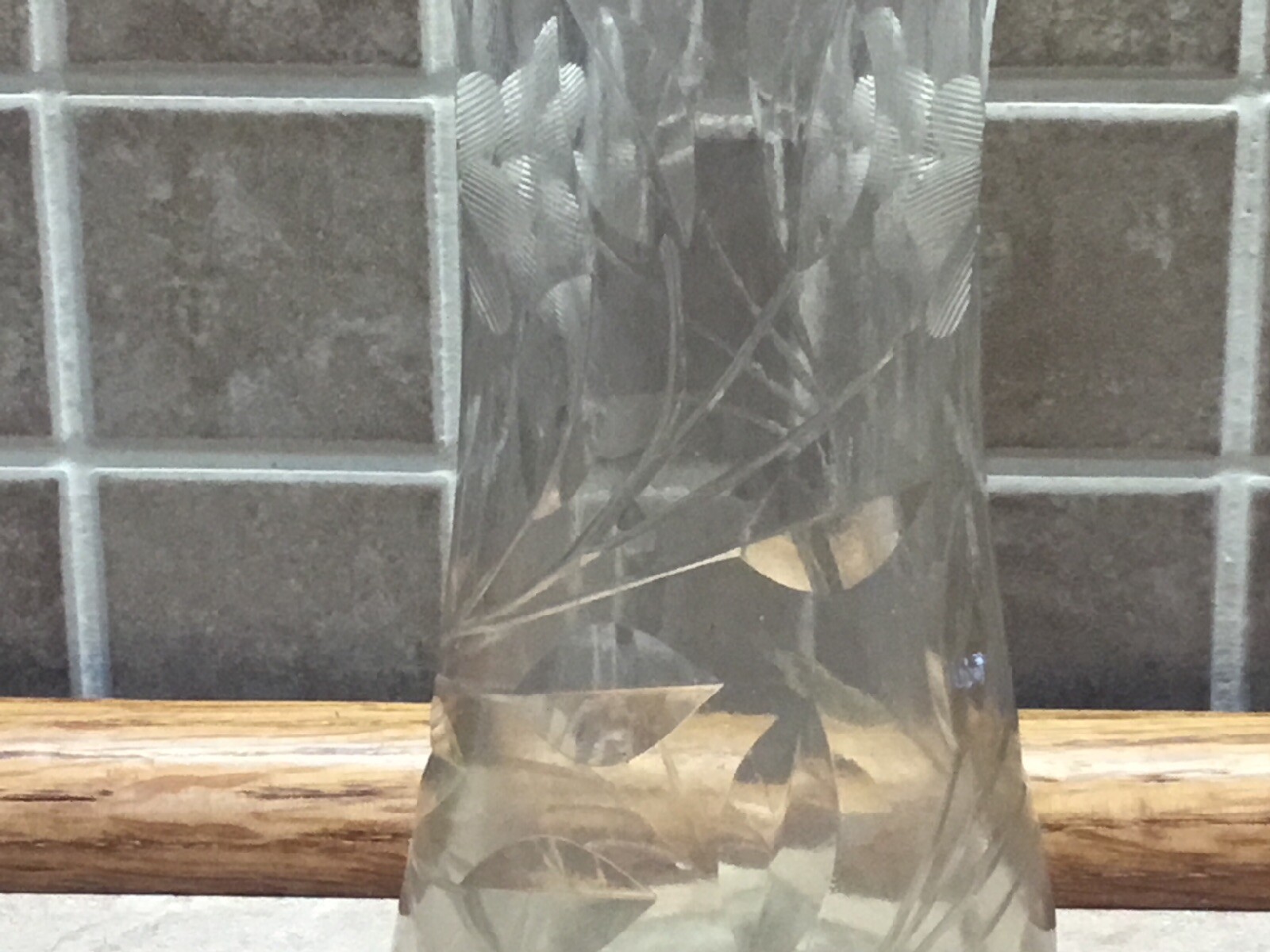 Flowers Etched Crystal Leaded Glass Vase 9 inch Vintage Weighs 2 Pounds eBay