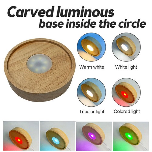 2-PACK 7 Color LED Lights Display Base Wooden Lighted Base Stand for Crystal NEW - Picture 3 of 15