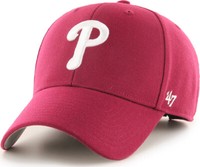 47 Brand Philadelphia Phillies Cardinal Mvp Curved Visor Velcroback Cap