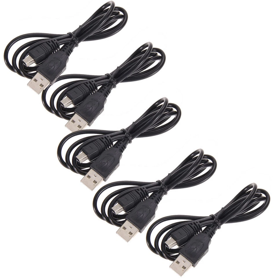 5x 1M Mini USB Cable USB 2.0 A Male To Mini B 5 Pin Male PC Data Cable Cord - Image 2 of 4
