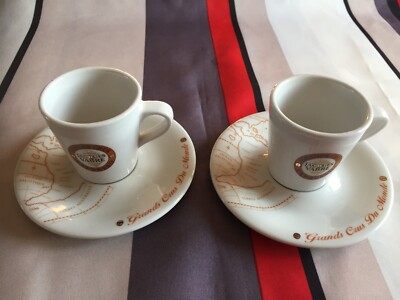 2 Espresso Tassen mit untertassen Jacques Vabre Sarreguemines um 1970