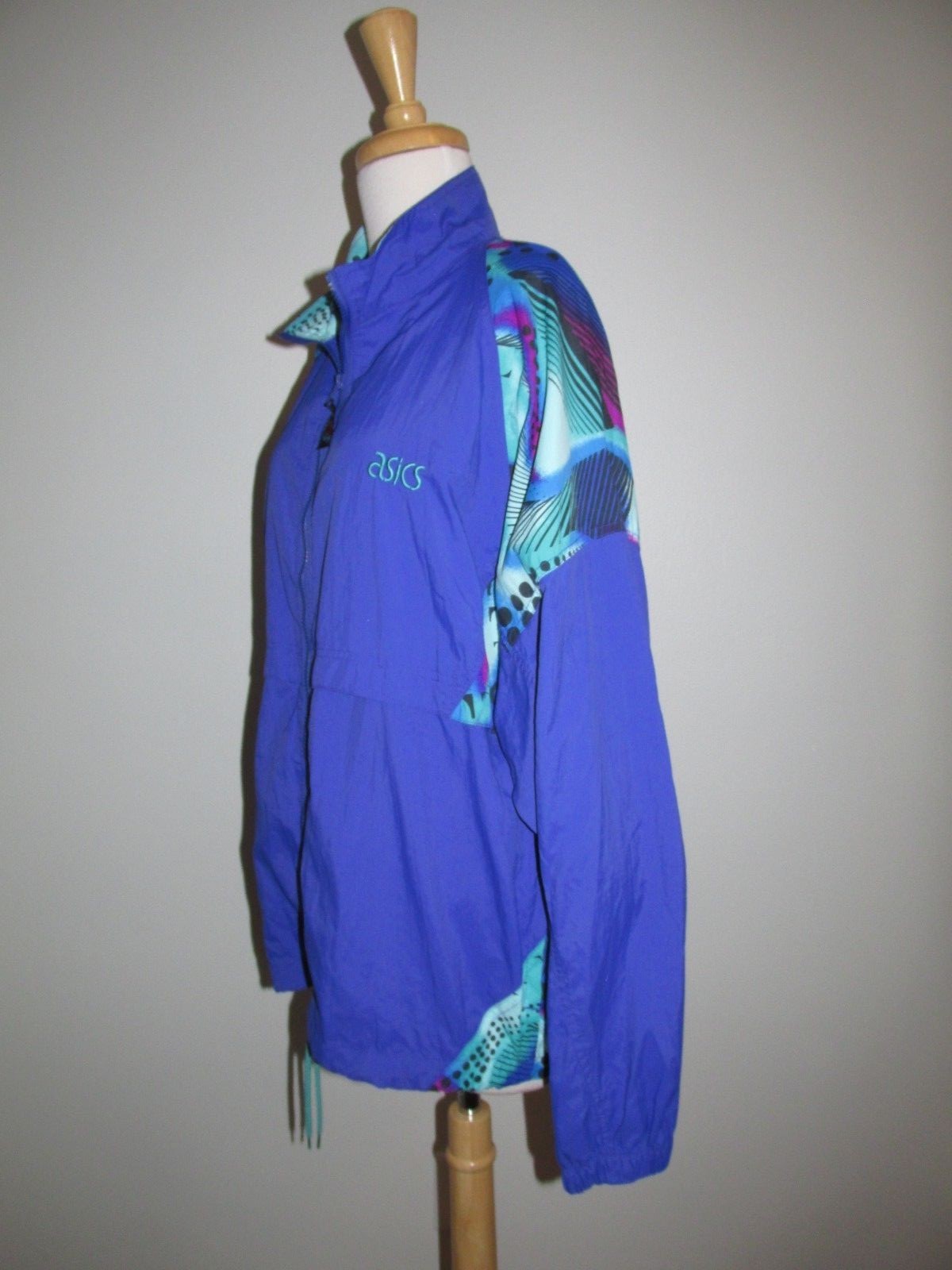 Vintage 90's Asics Size L Purple Print Windbreaker Jacket thumbnail 6