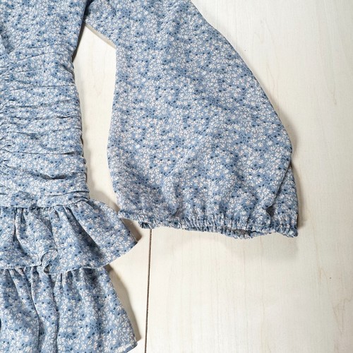 ASTR The Label Blue Multi Floral Tiered Long Sleeve Mini Dress S Lined - Picture 5 of 9