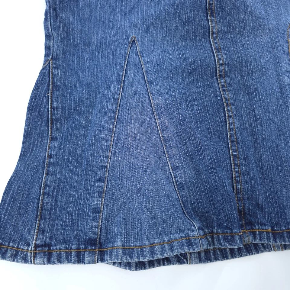 Falda vaquera vintage Paris azul talla 3/27 línea A acampanada hasta la rodilla Y2k años 2000 Foto 3 de 4