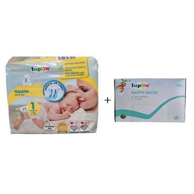 Lupilu Size Nappies NewBorn 24 Pack Nappy Sacks 150 Pack UK - Main Image