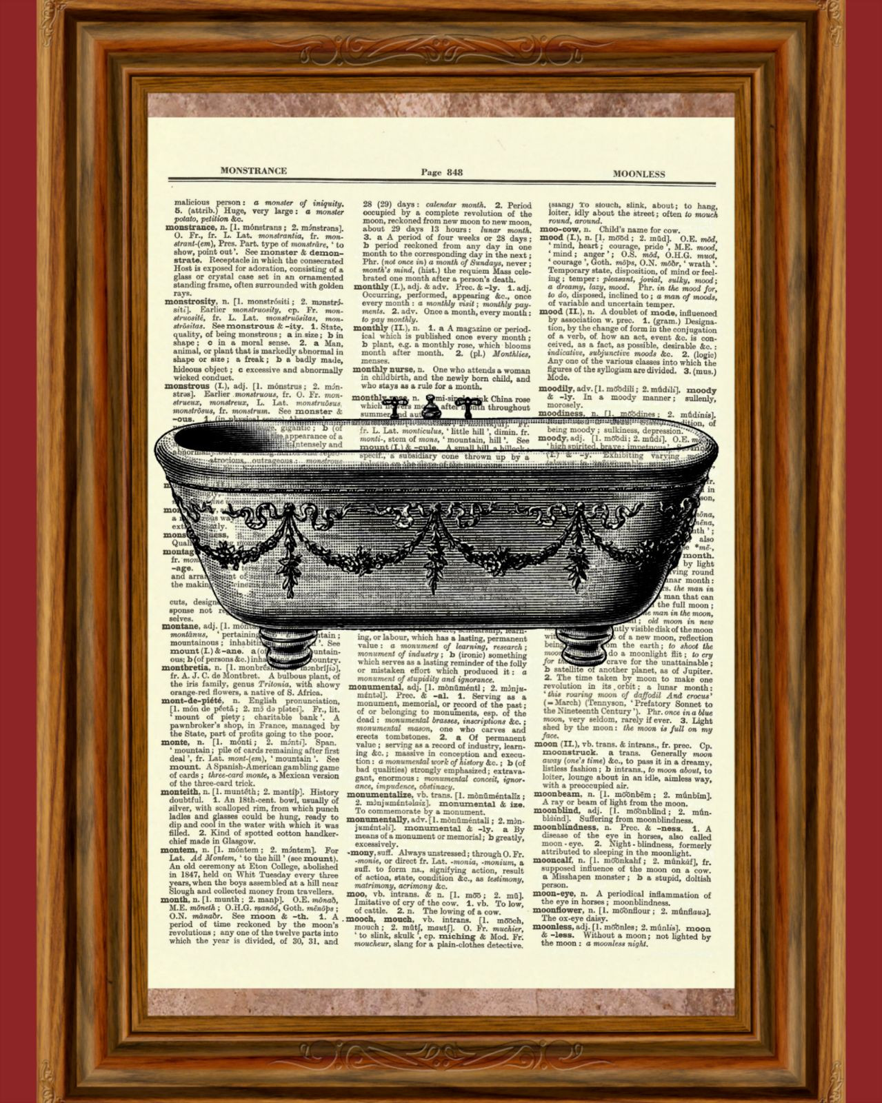 Vintage Clawfoot Bathtub Dictionary Art Print Poster Picture Bathroom Wall Decor eBay