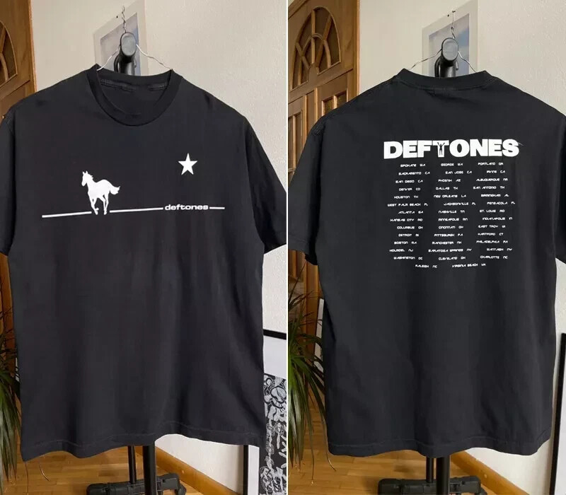 T shirt Deftones bianca Pony Tour ristampa maglietta stile classico S 5XL