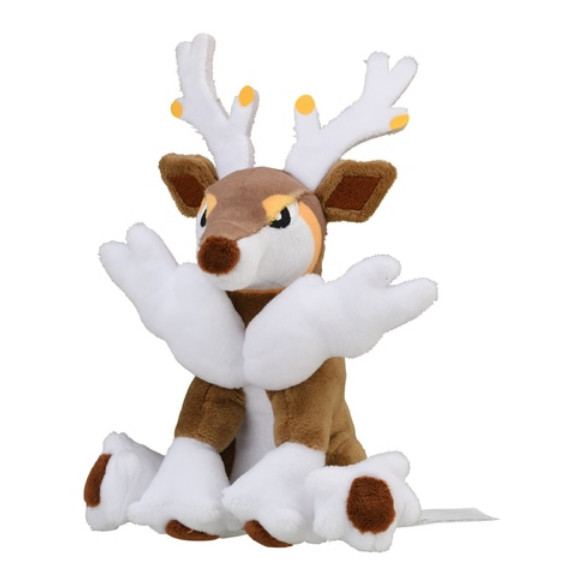 В центре оригинальный плюшевый покемон 586, подходящий для зимнего покемона Sawsbuck Unova, 15 см, черный, белый