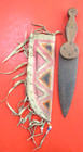 NATIVE AMERICAN INDIAN DAG KNIFE PAINTED LEATHER SHEATH 1800S PLAINS LARGE RARE — photo 1