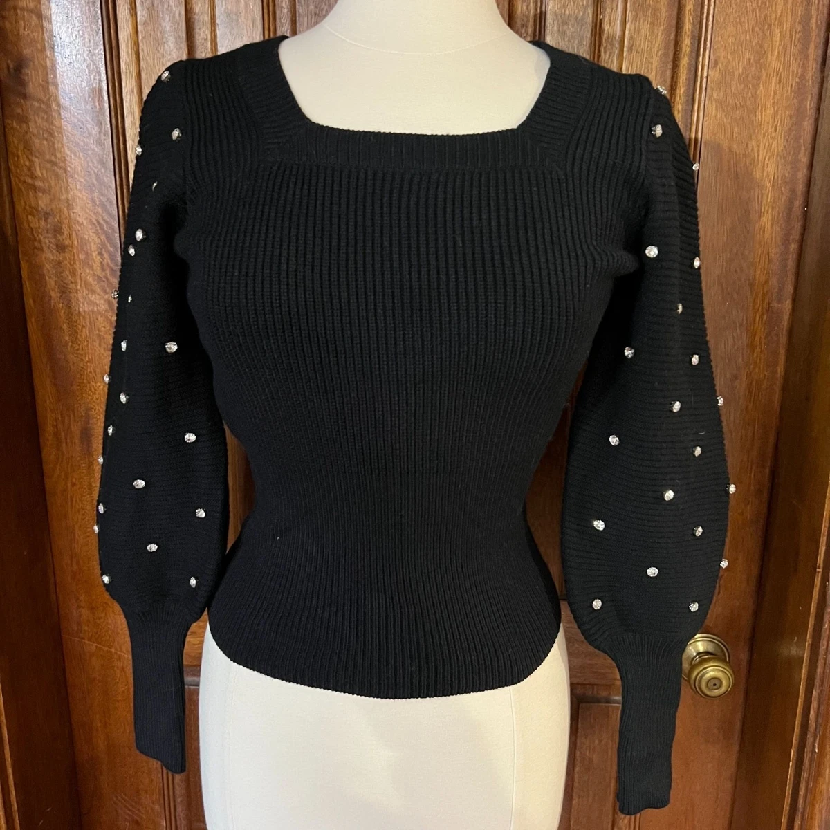 Black sweater with rhinestones cheap