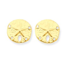 14K Yellow Gold Sand Dollar Stud Earrings Push Back Madi K Children's Jewelry
