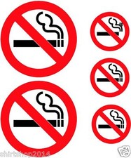 Lot of 5 No Smoking Vinyl Decal Stickers 4" 2" Wall Window Storefront